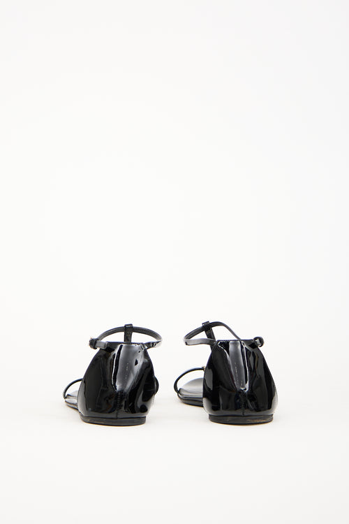 Gucci Black Patent Leather GG Sandal