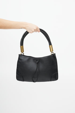 Gucci Black Pebbled Leather Twist Handle Shoulder Bag