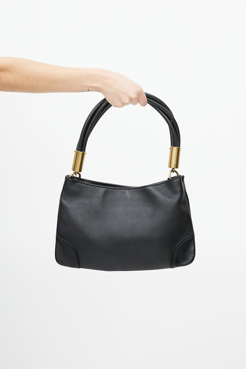 Gucci Black Pebbled Leather Twist Handle Shoulder Bag