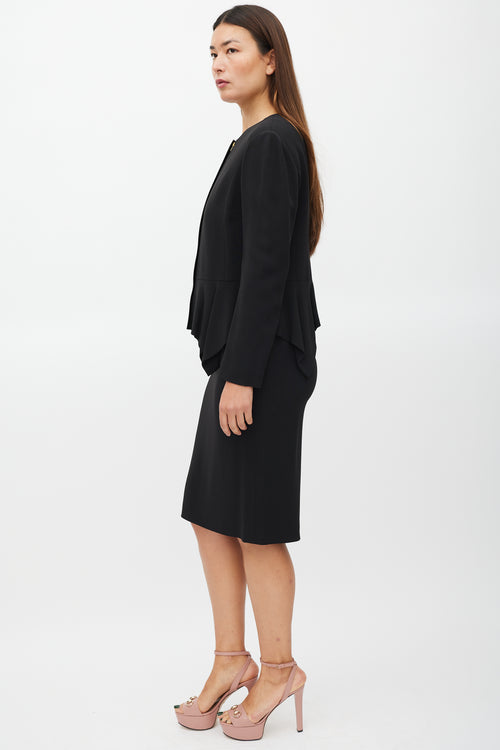 Gucci Black Peplum Jacket 
Skirt Co-ord Set