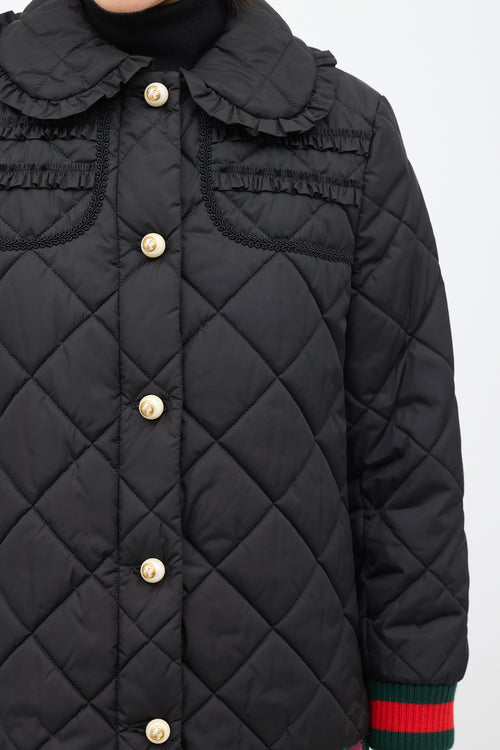 Gucci Black Quilted GG Pearl Jacket