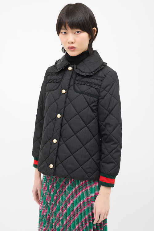 Gucci Black Quilted GG Pearl Jacket