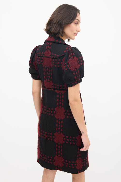 Gucci Black 
Red Wool Knit Dress