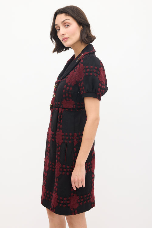 Gucci Black 
Red Wool Knit Dress