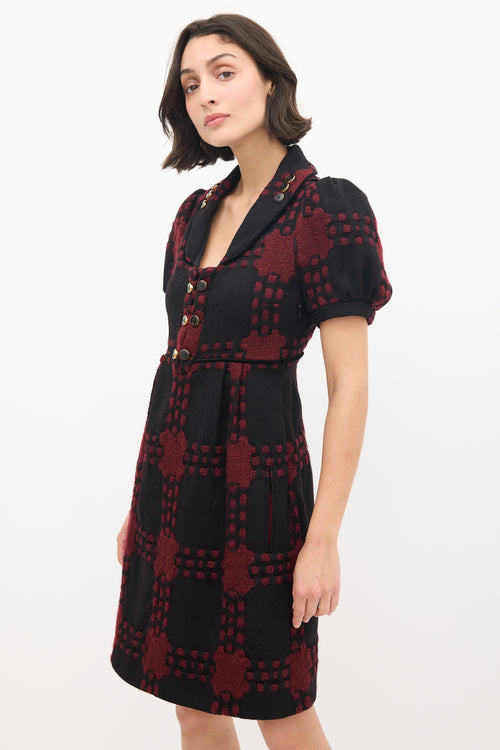 Gucci Black 
Red Wool Knit Dress