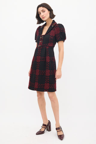 Gucci Black 
Red Wool Knit Dress