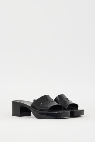 Gucci Black Rubber Logo Platform Sandal