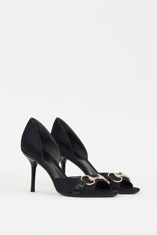 Gucci Black Satin 
Crystal D
Orsay Heel