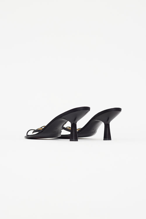 Gucci Black Satin Heeled Sandal