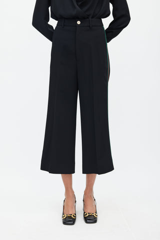 Gucci Black Signature Web Wide Leg Trouser