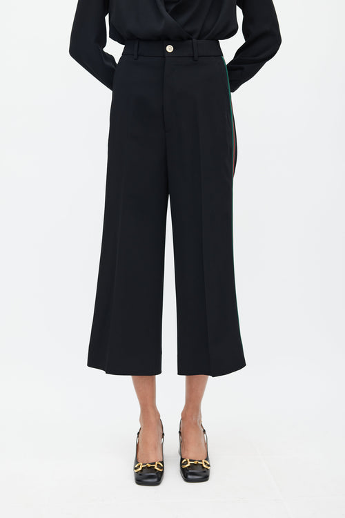 Gucci Black Signature Web Wide Leg Trouser