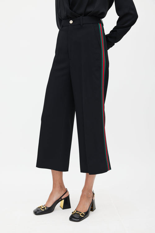 Gucci Black Signature Web Wide Leg Trouser