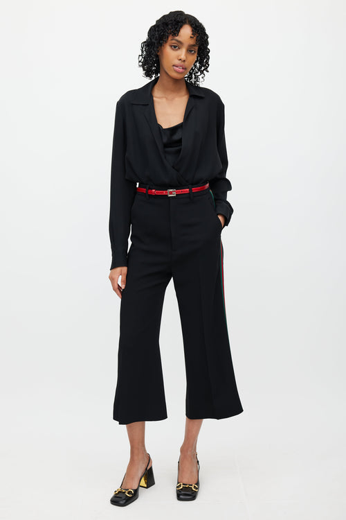 Gucci Black Signature Web Wide Leg Trouser