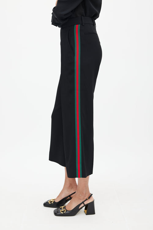 Gucci Black Signature Web Wide Leg Trouser