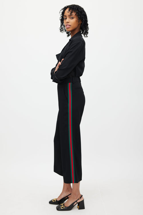 Gucci Black Signature Web Wide Leg Trouser