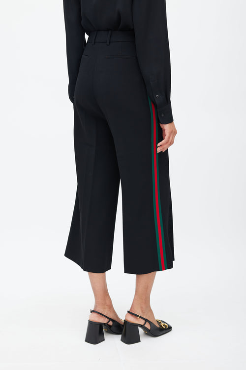 Gucci Black Signature Web Wide Leg Trouser