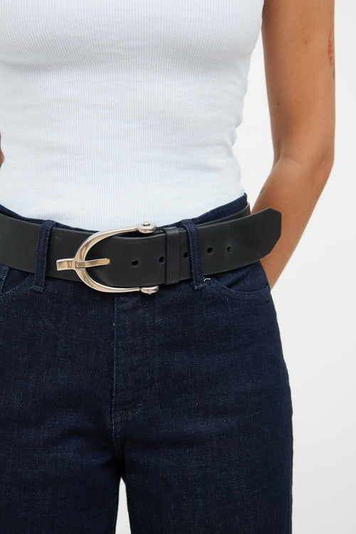 Gucci Black Leather Wide Belt