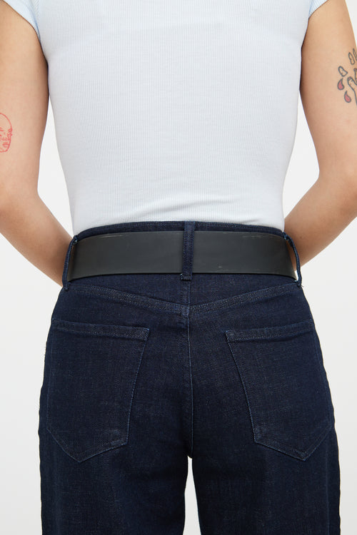 Gucci Black Leather Wide Belt