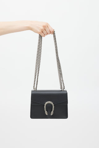 Gucci Black 
Silver Leather Dionysus Bag