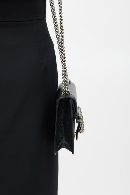 Gucci Black 
Silver Leather Dionysus Bag