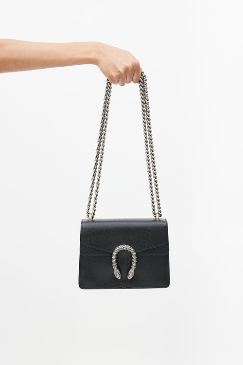 Gucci Black 
Silver Small Dionysus Leather Bag