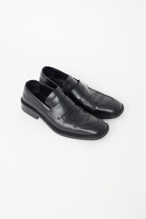 Gucci Black Leather Square Toe Loafer