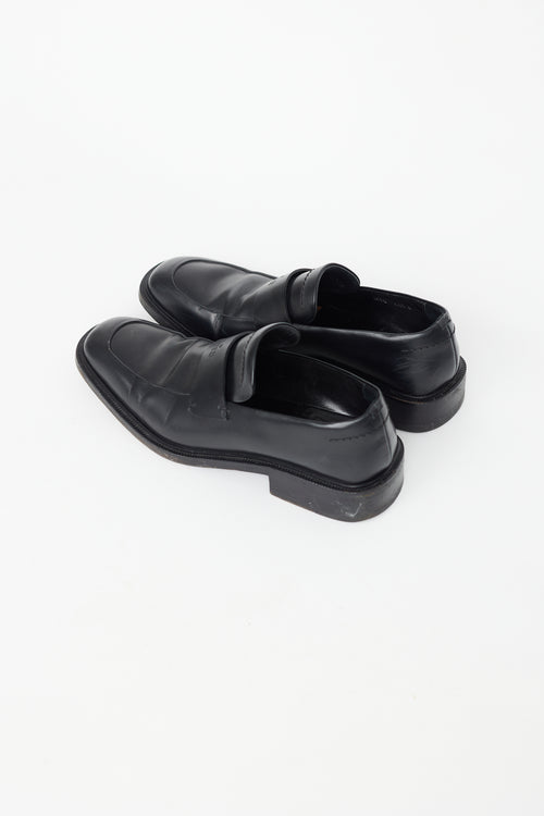 Gucci Black Leather Square Toe Loafer