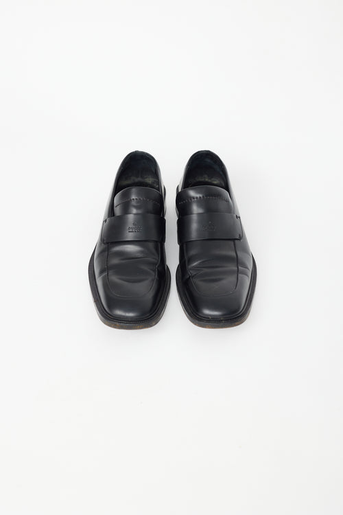 Gucci Black Leather Square Toe Loafer