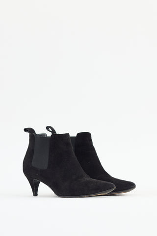 Gucci Black Suede Heeled Chelsea Boot