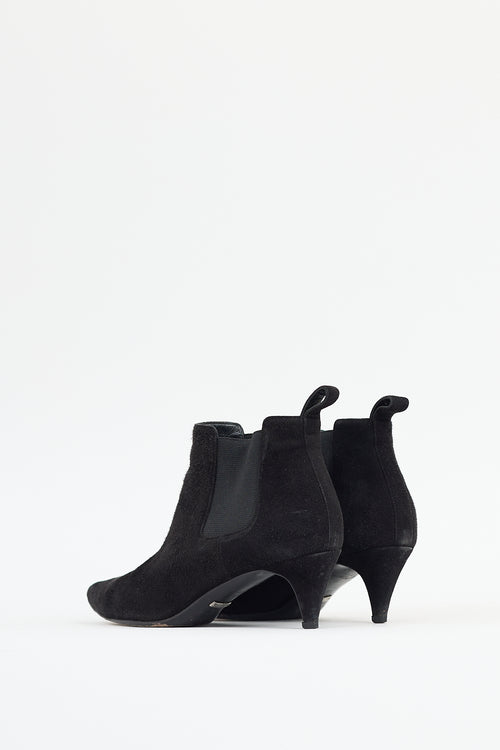 Gucci Black Suede Heeled Chelsea Boot