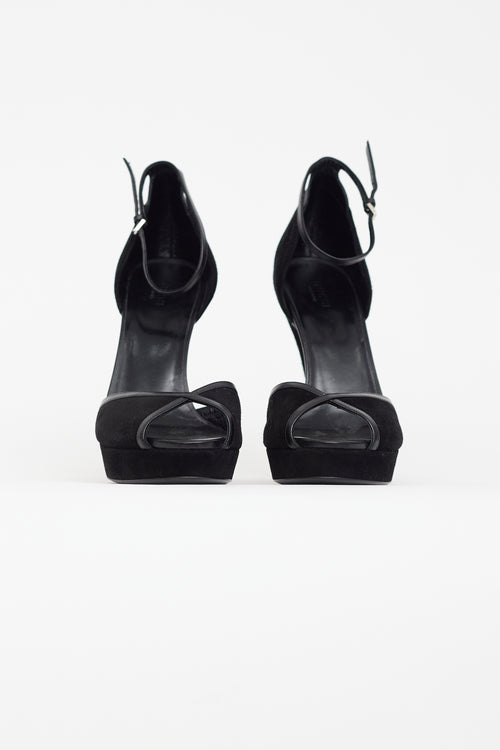 Gucci Black Suede Peep Toe Heel