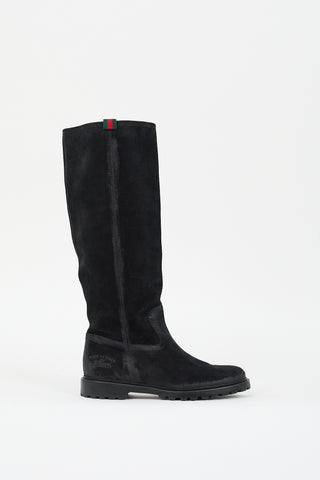 Gucci Black Suede Riding Boot