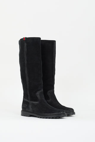 Gucci Black Suede Riding Boot