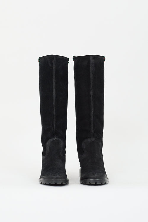 Gucci Black Suede Riding Boot