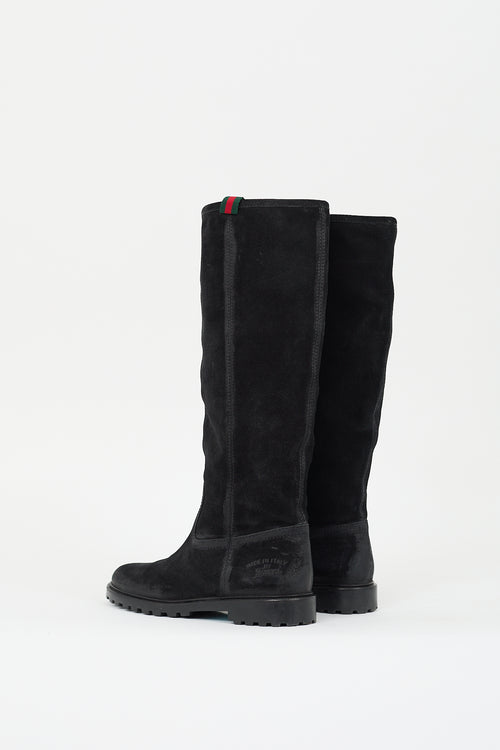 Gucci Black Suede Riding Boot