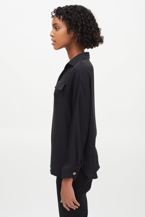 Gucci Black V-Neck Two Pocket Blouse