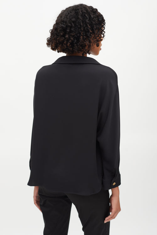 Gucci Black V-Neck Two Pocket Blouse