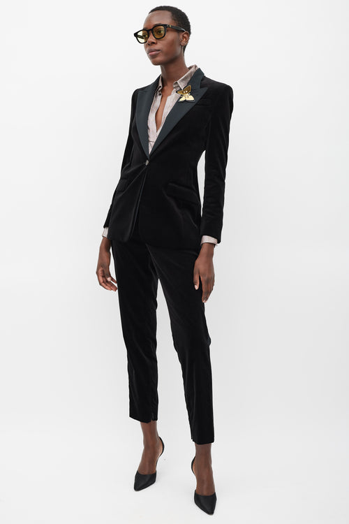 Gucci Black Velvet 
Satin Suit