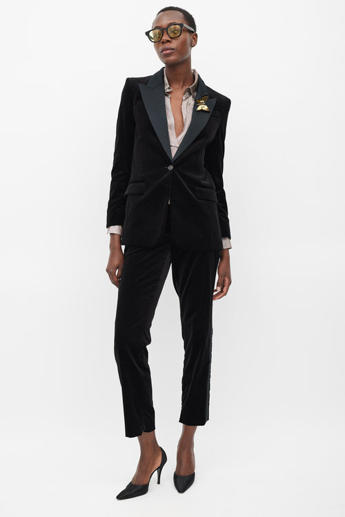 Gucci Black Velvet 
Satin Suit