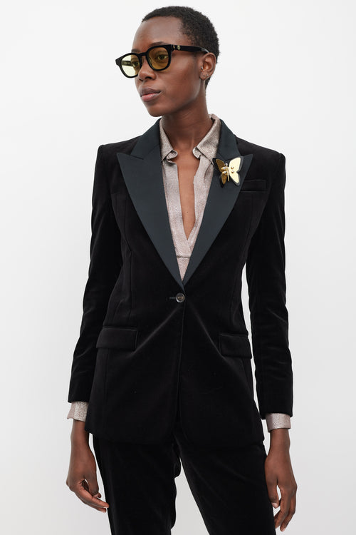 Gucci Black Velvet 
Satin Suit