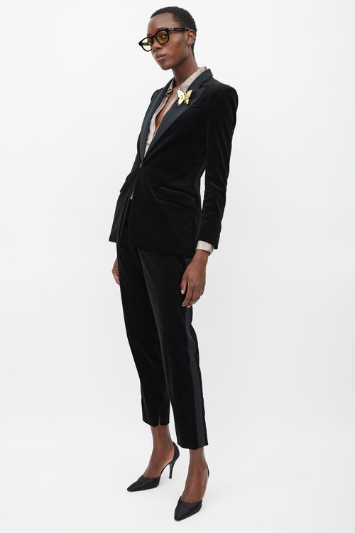 Gucci Black Velvet 
Satin Suit