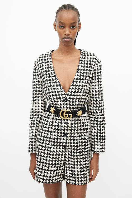 Gucci Black 
White Wool Houndstooth Romper