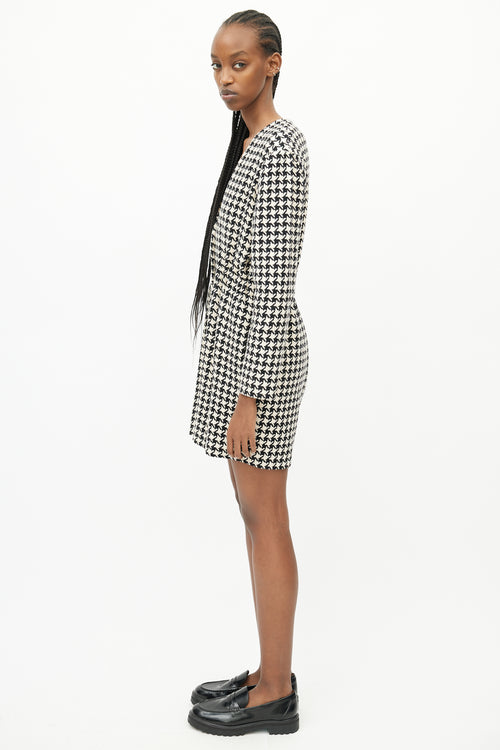 Gucci Black 
White Wool Houndstooth Romper