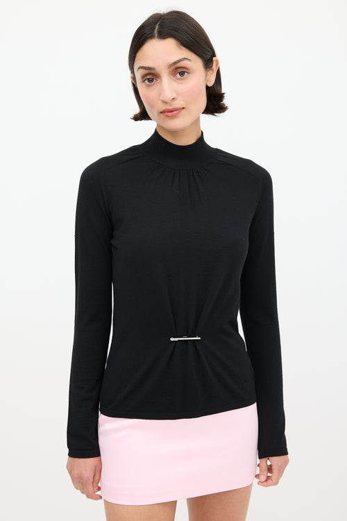 Gucci Black Wool Jewel Pin Sweater