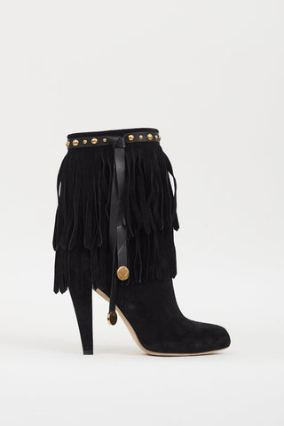 Gucci Black Suede Fringe Devendra Boot