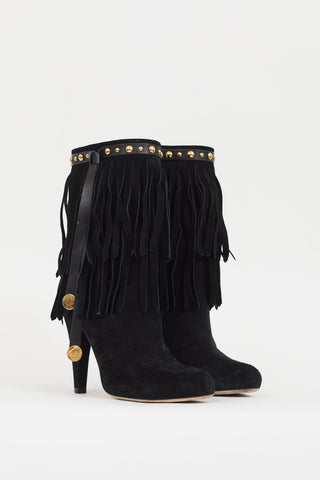 Gucci Black Suede Fringe Devendra Boot