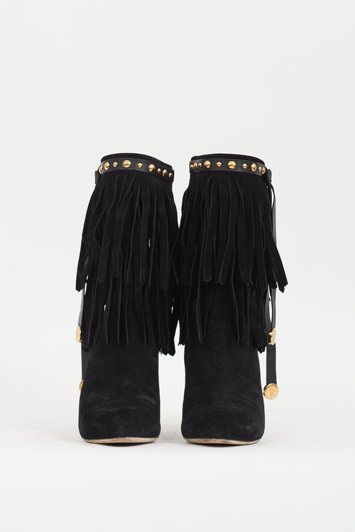 Gucci Black Suede Fringe Devendra Boot