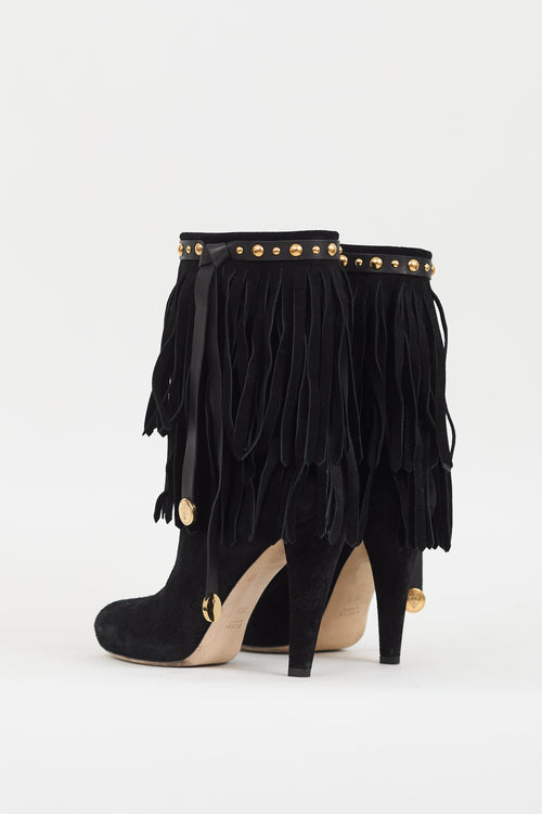 Gucci Black Suede Fringe Devendra Boot