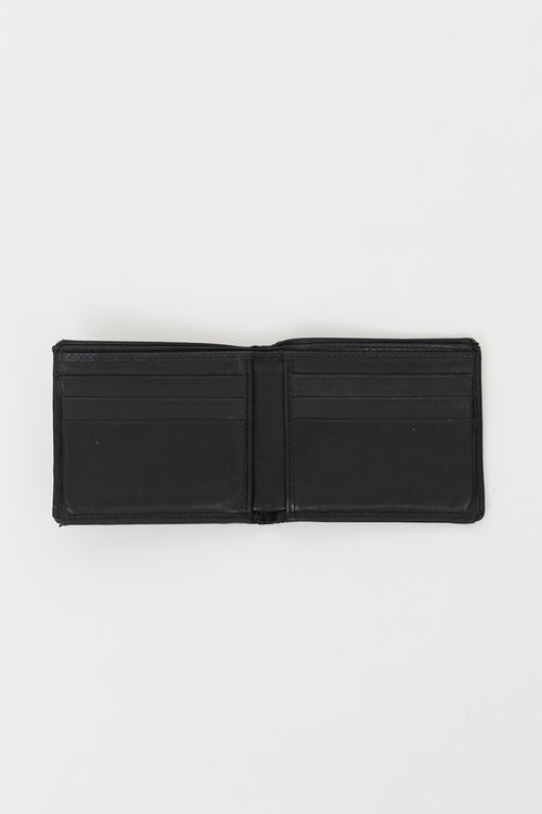 Gucci Black Leather Guccissima Web Bi-Fold Wallet