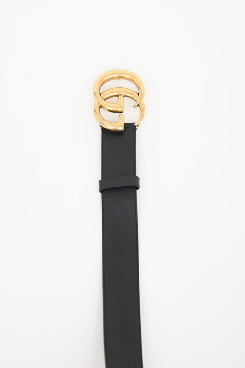 Gucci Black Leather GG Marmont Belt